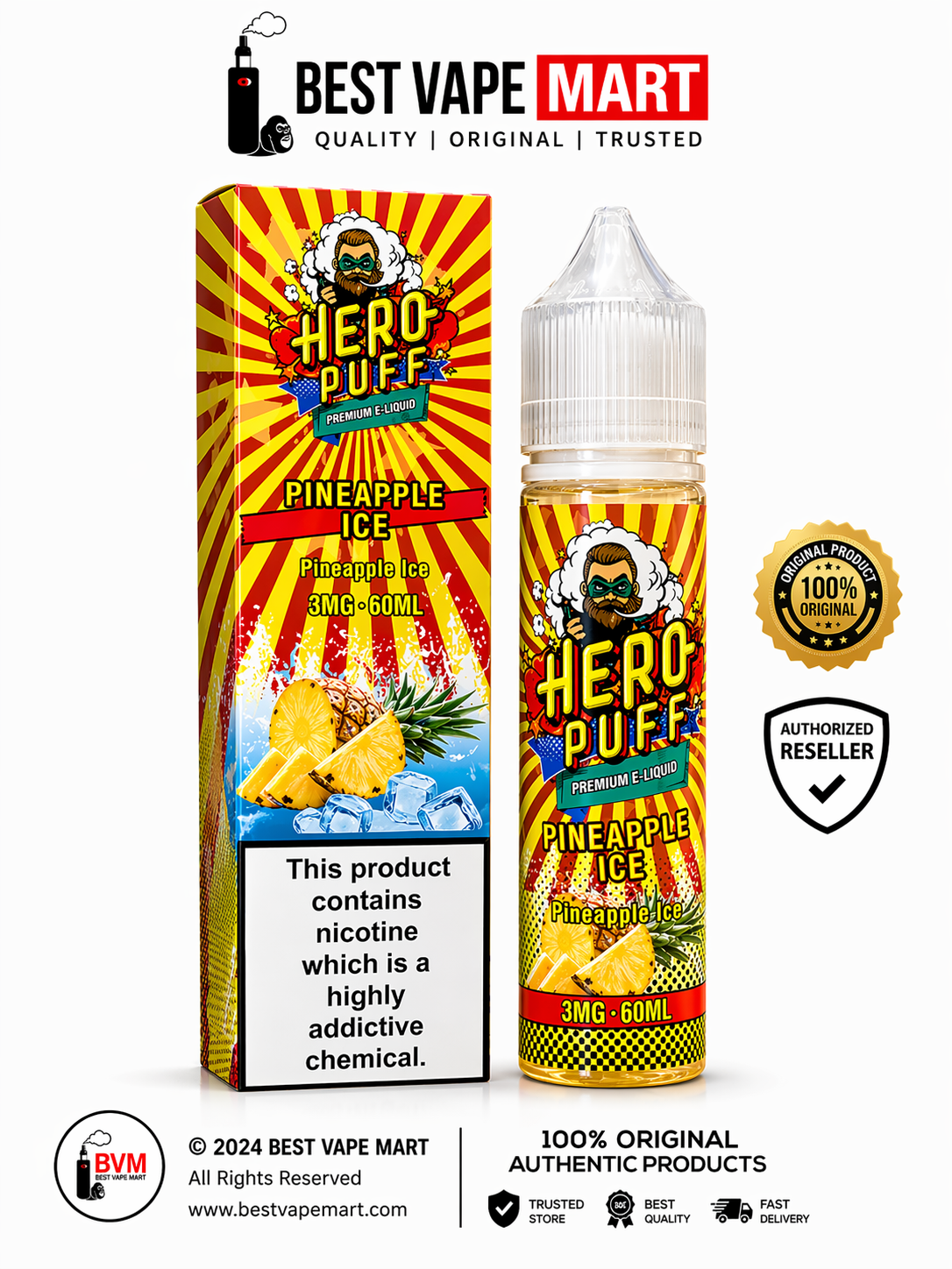 Hero Puff Pineapple Ice 60ML Price in Pakistan