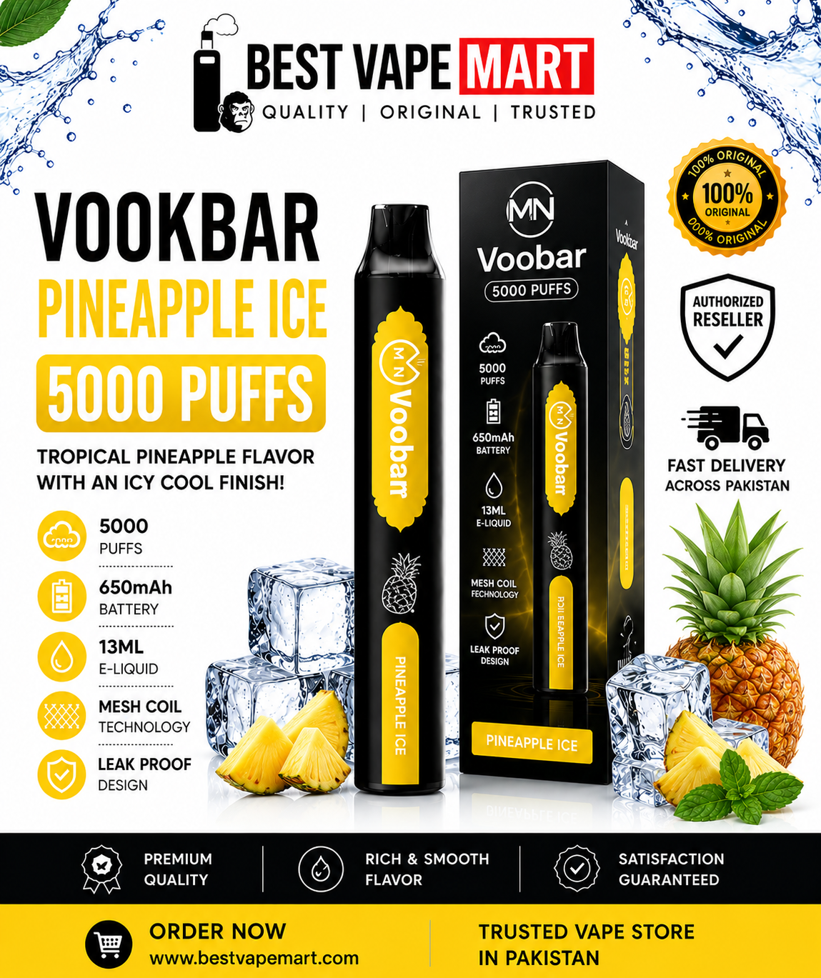 Vookbar Pineapple Ice 5000 Puffs Price in Pakistan