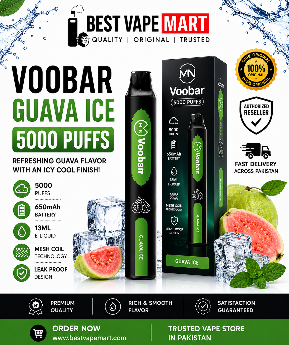 Voobar Guava Ice 5000 Puffs Price in Pakistan