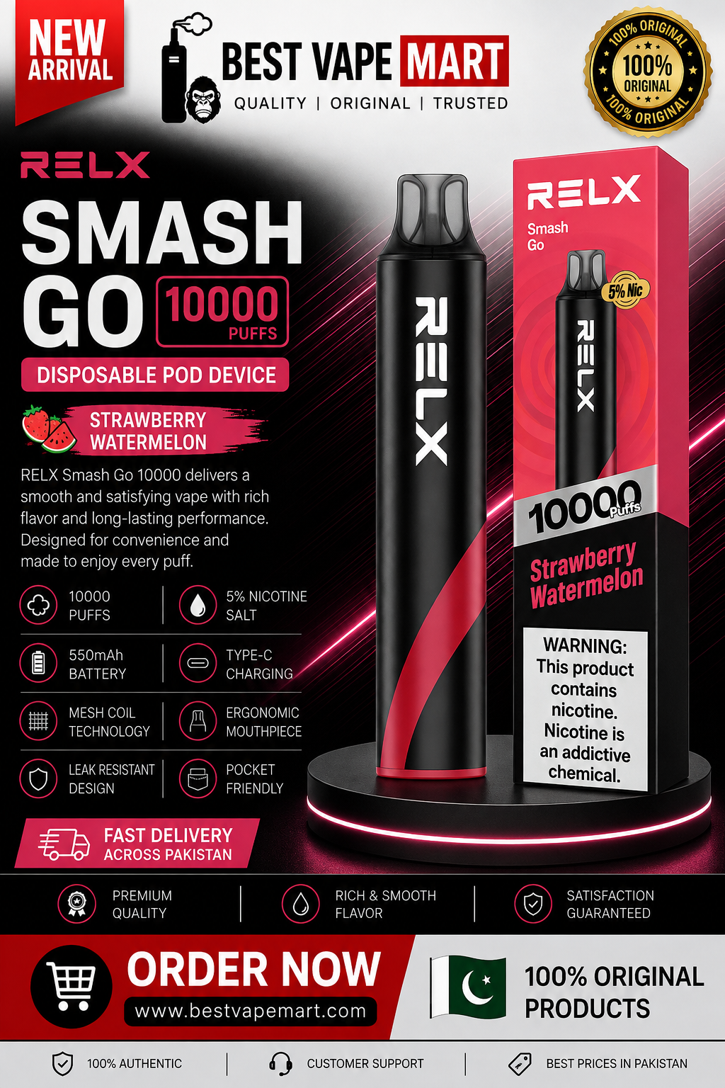 strawberry watermelon relx smash go 10k puffs