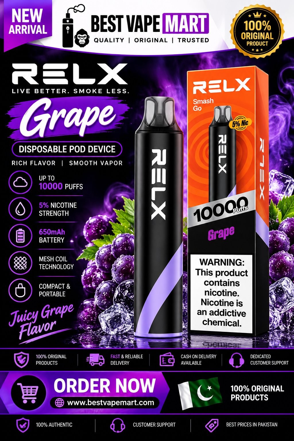 Relax Grape ice Smash Go 10000 Puffs