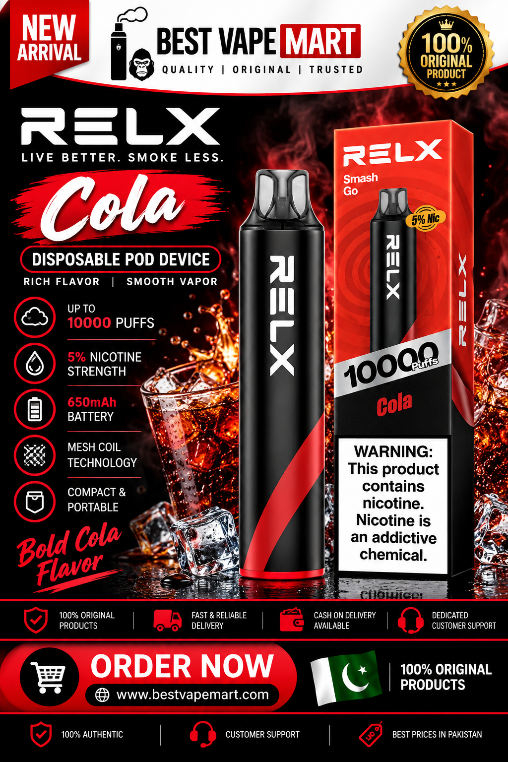 Relax Smash Go Cola ice 10000 Puffs