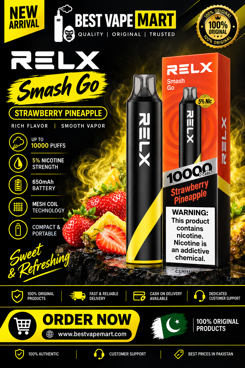 Relax Smash Go Strawberry Pineapple ice 10000 Puffs