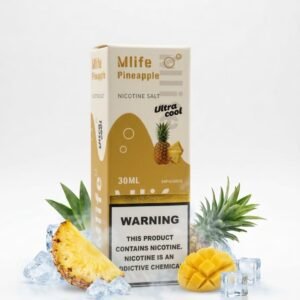 Mlife Ultra Cool Pineapple 30ml nicotine salt box with pineapple and ice