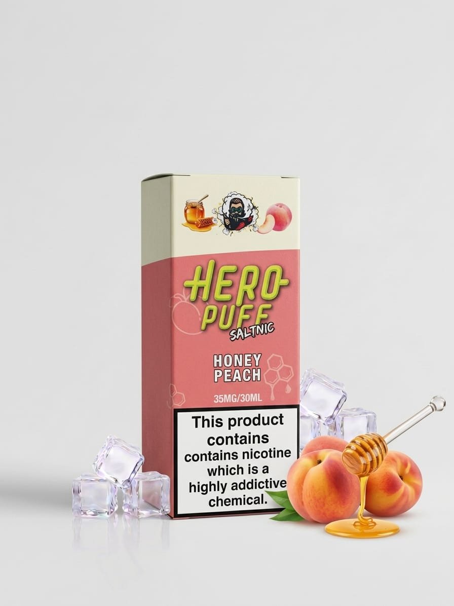 HeroPuff Honey Peach 30ML nic salt box in Pakistan, 35MG 50MG 60MG strength