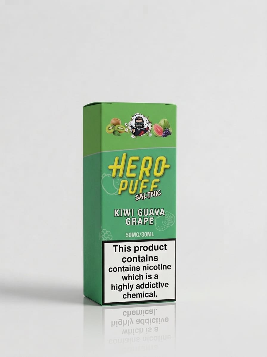 HeroPuff Kiwi Guava Grape 30ML nic salt box in Pakistan, 35MG 50MG 60MG strength