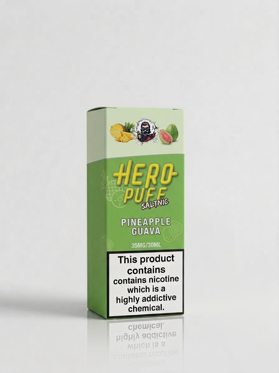 HeroPuff Pineapple Guava 30ML nic salt box in Pakistan, 35MG 50MG 60MG strength