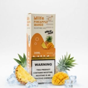 Mlife Ultra Cool Pineapple Mango 30ml nicotine salt box with pineapple, mango and ice