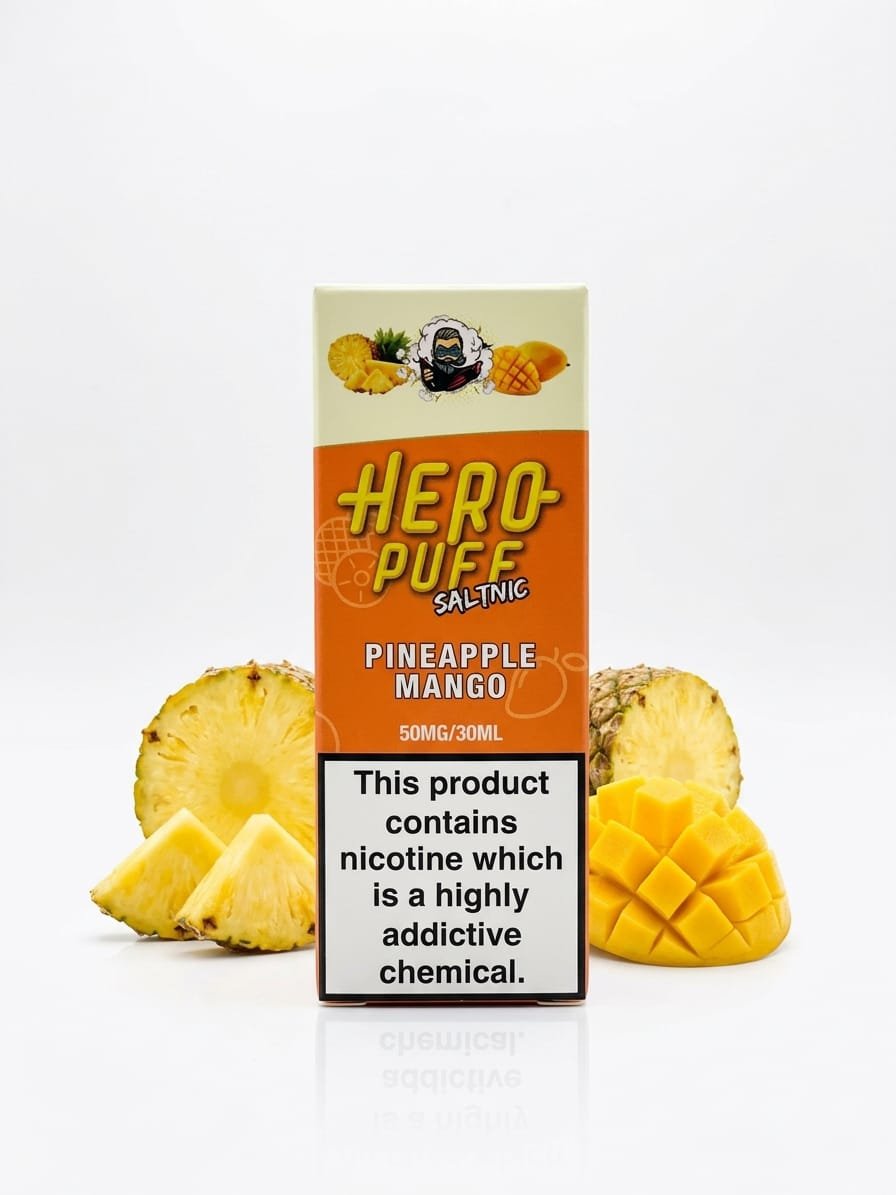 HeroPuff Pineapple Mango 30ML nic salt box in Pakistan, 35MG and 50MG strength