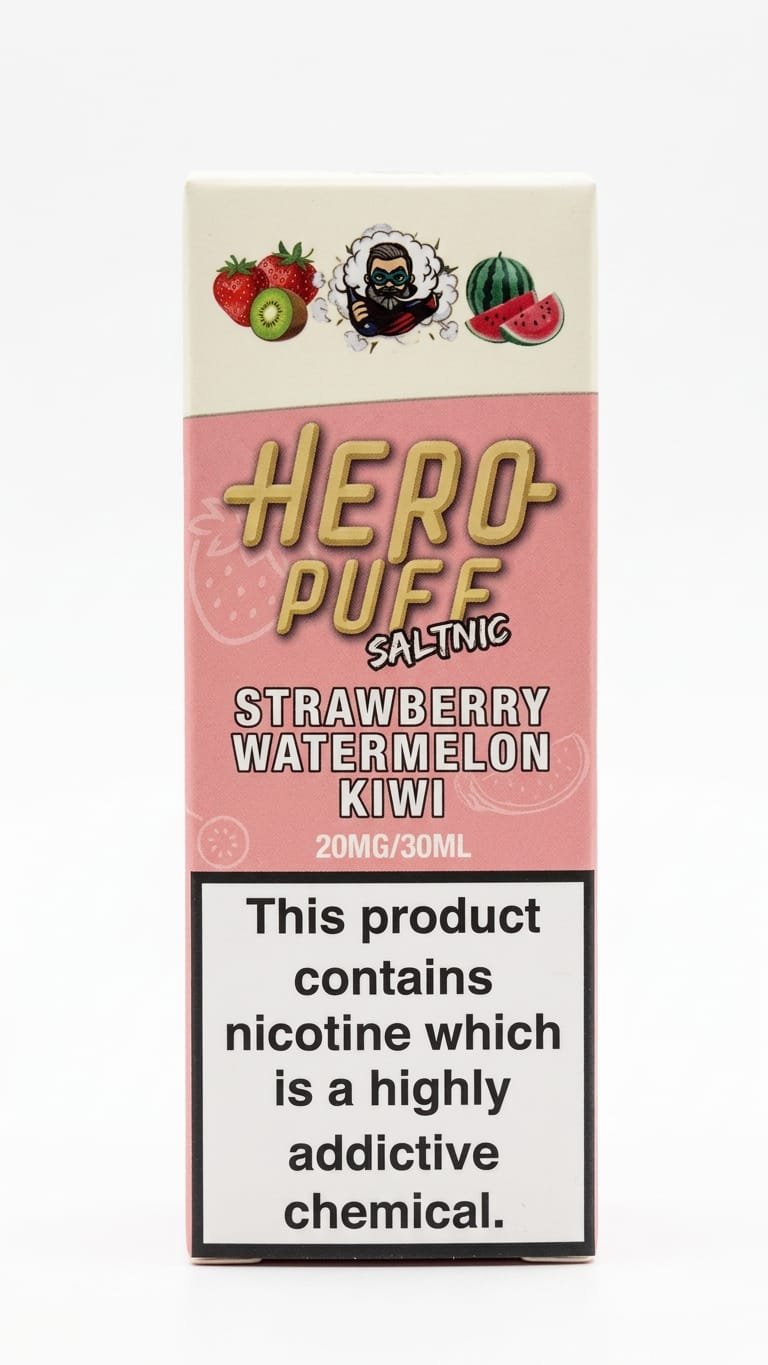 HeroPuff Strawberry Watermelon Kiwi 30ML nic salt box in Pakistan, 20MG strength