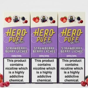 HeroPuff Strawberry Berry Lychee 30ML nic salt boxes in Pakistan, 35MG 50MG 60MG strength