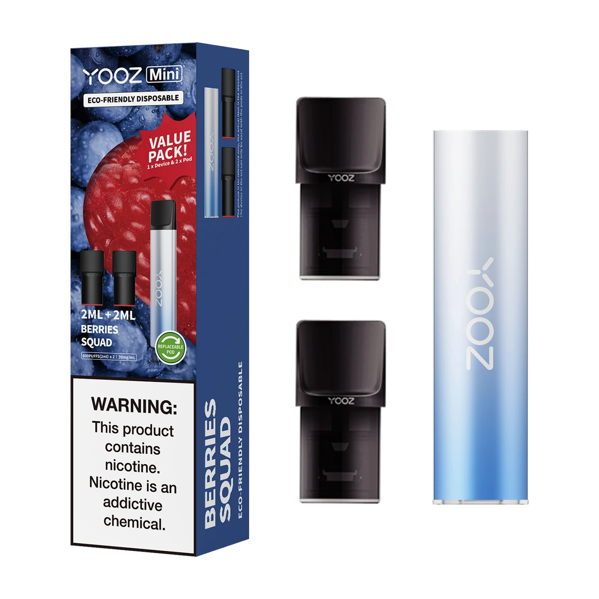 Yooz Mini Rechargeable Device & Vape Pods x2 30mg