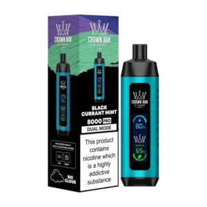 Crown Bar 8000 Pro Black Currant Mint box and device