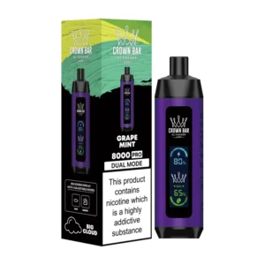 Crown Bar 8000 Pro Grape Mint box and device