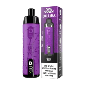 Drip Down Bold Max Grape Mint 15000 Puffs box and device