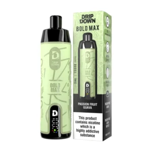 Drip Down Bold Max Passion Fruit Guava 15000 Puffs box and device