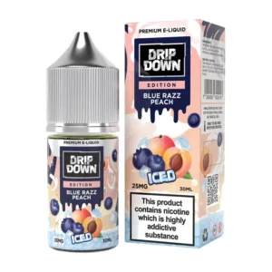 Drip Down Edition Blue Razz Peach Ice 30ml nic salt box and bottle