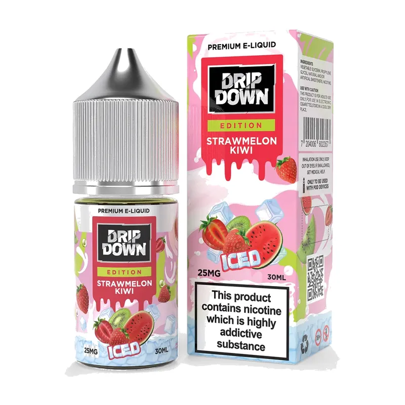 Drip Down Edition Strawmelon Kiwi Ice 30ml nic salt box and bottle