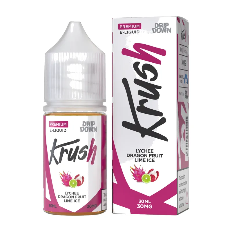 Drip Down Krush Lychee Dragon Fruit Lime Ice 30ml nic salt box and bottle