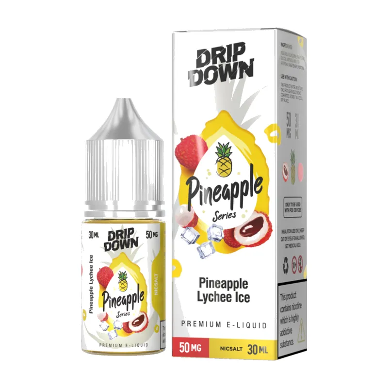Drip Down Pineapple Series Pineapple Lychee Ice 30ml nic salt box and bottle