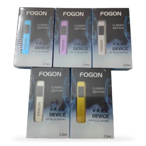 Fogon Classic Edition vape device in blue, purple, silver, white and gold
