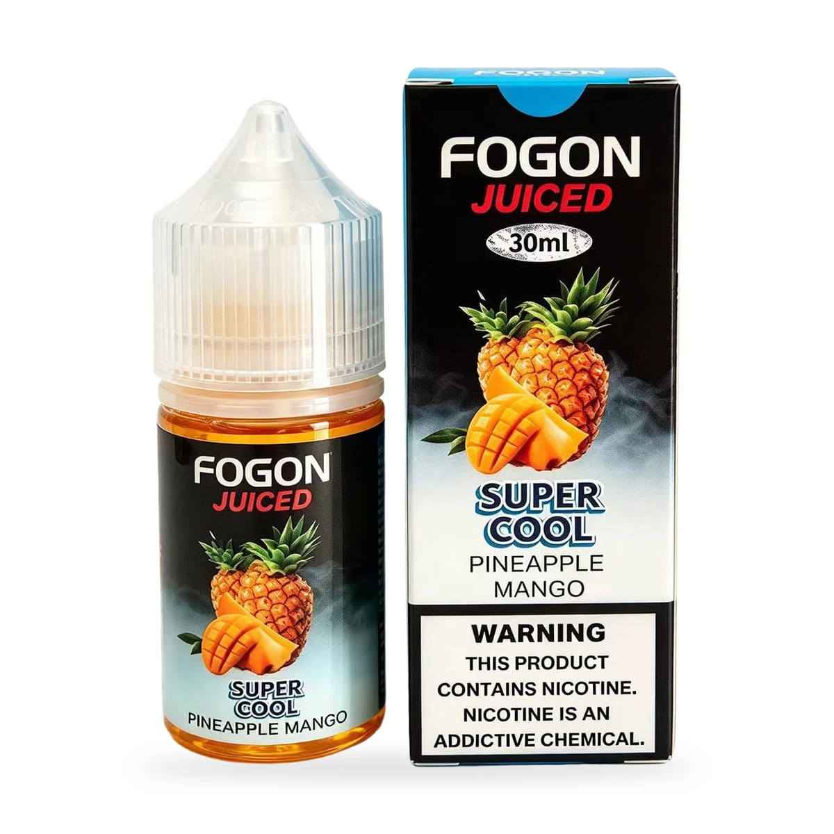 Fogon Juiced Super Cool Pineapple Mango 30ml bottle and box