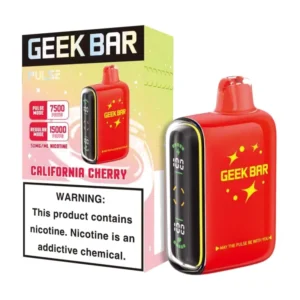 Geek Bar Pulse California Cherry 15000 Puffs box and device
