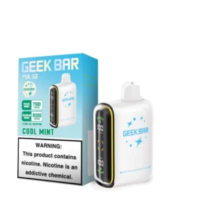 Geek Bar Pulse Cool Mint 15000 Puffs box and device