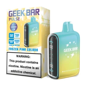 Geek Bar Pulse Frozen Pina Colada 15000 Puffs box and device