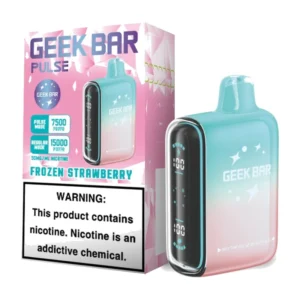 Geek Bar Pulse Frozen Strawberry 15000 Puffs box and device