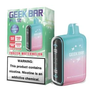 Geek Bar Pulse Frozen Watermelon 15000 Puffs box and device