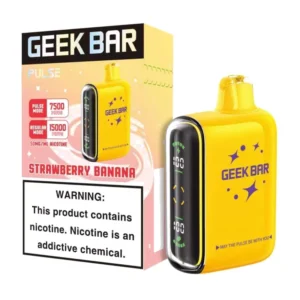Geek Bar Pulse Strawberry Banana 15000 Puffs box and device