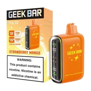 Geek Bar Pulse Strawberry Mango 15000 Puffs box and device