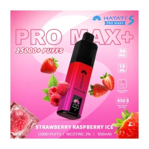 Hayati Pro Max+ Strawberry Raspberry Ice 15000 Puffs device