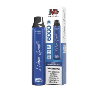IVG Regal Blue Raspberry Ice 6000 Puffs box and device
