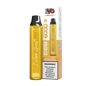 IVG Regal Mango Peach Watermelon Ice 6000 Puffs box and device