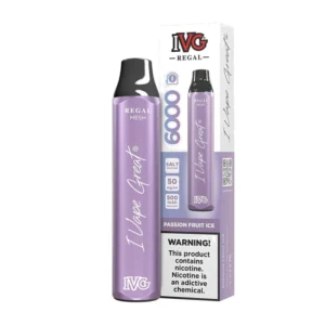 IVG Regal Passion Fruit Ice 6000 Puffs box and device