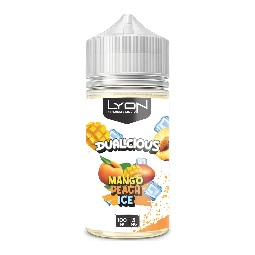 Lyon Dualcious Mango Peach Ice 100ml 3mg e-liquid bottle