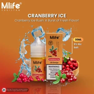 Mlife Cranberry Ice 30ml nic salt bottle and box