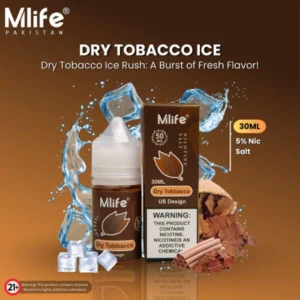Mlife Dry Tobacco 30ml 50mg nic salt bottle and box, US Design