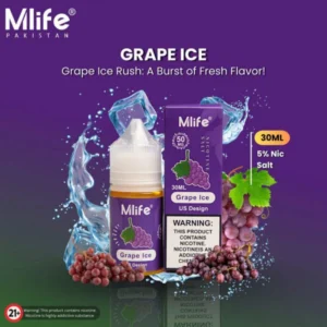Mlife Grape Ice 30ml nic salt bottle and box