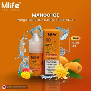 Mlife Mango Ice 30ml nic salt bottle and box