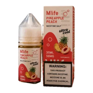 Mlife Ultra Cool Pineapple Peach 30ML nic salt box and bottle