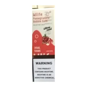 Mlife Ultra Cool Pomegranate Bubble Gum 30ML nic salt box