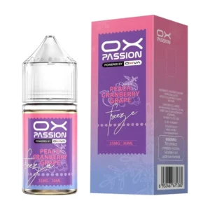 OX Passion Peach Cranberry Grape 30ml nic salt box and bottle