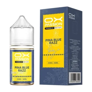OX Passion Pina Blue Razz 30ml nic salt box and bottle