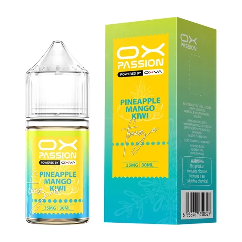 OX Passion Pineapple Mango Kiwi 30ML nic salt box and bottle