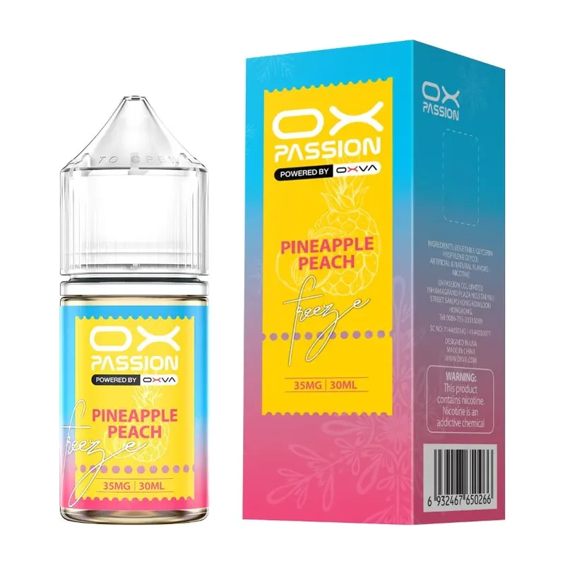OX Passion Pineapple Peach 30ML nic salt box and bottle