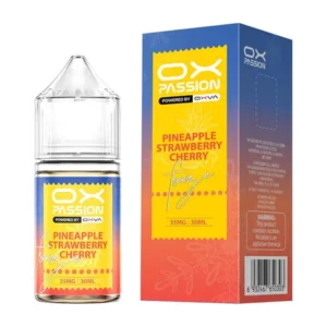 OX Passion Pineapple Strawberry Cherry 30ml nic salt box and bottle