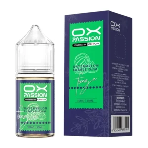 OX Passion Watermelon Bubble Gum 30ml nic salt box and bottle